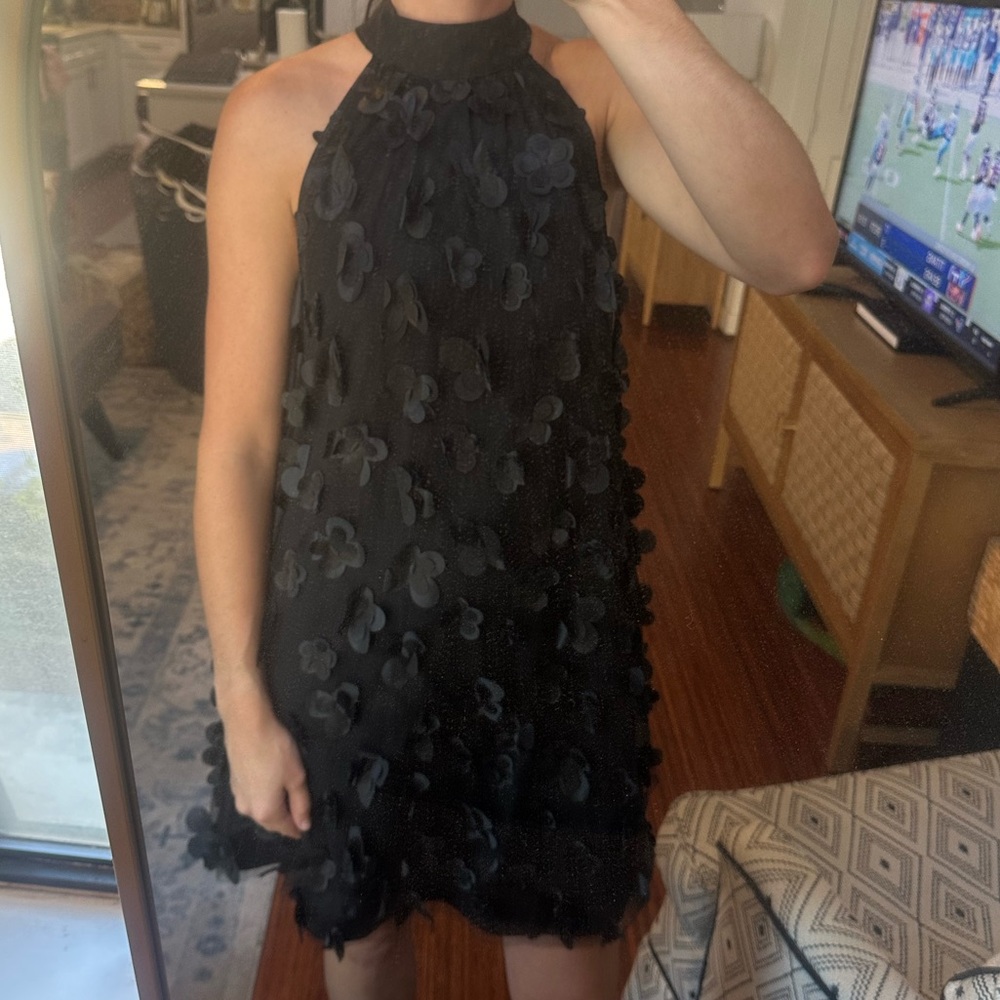 Black floral cocktail dress